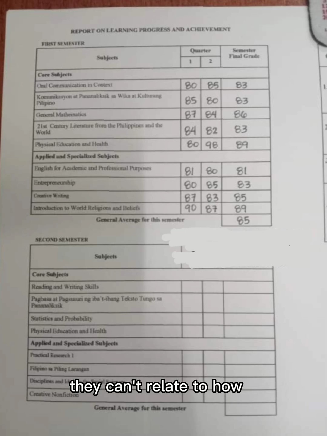 # revelación de calificaciones