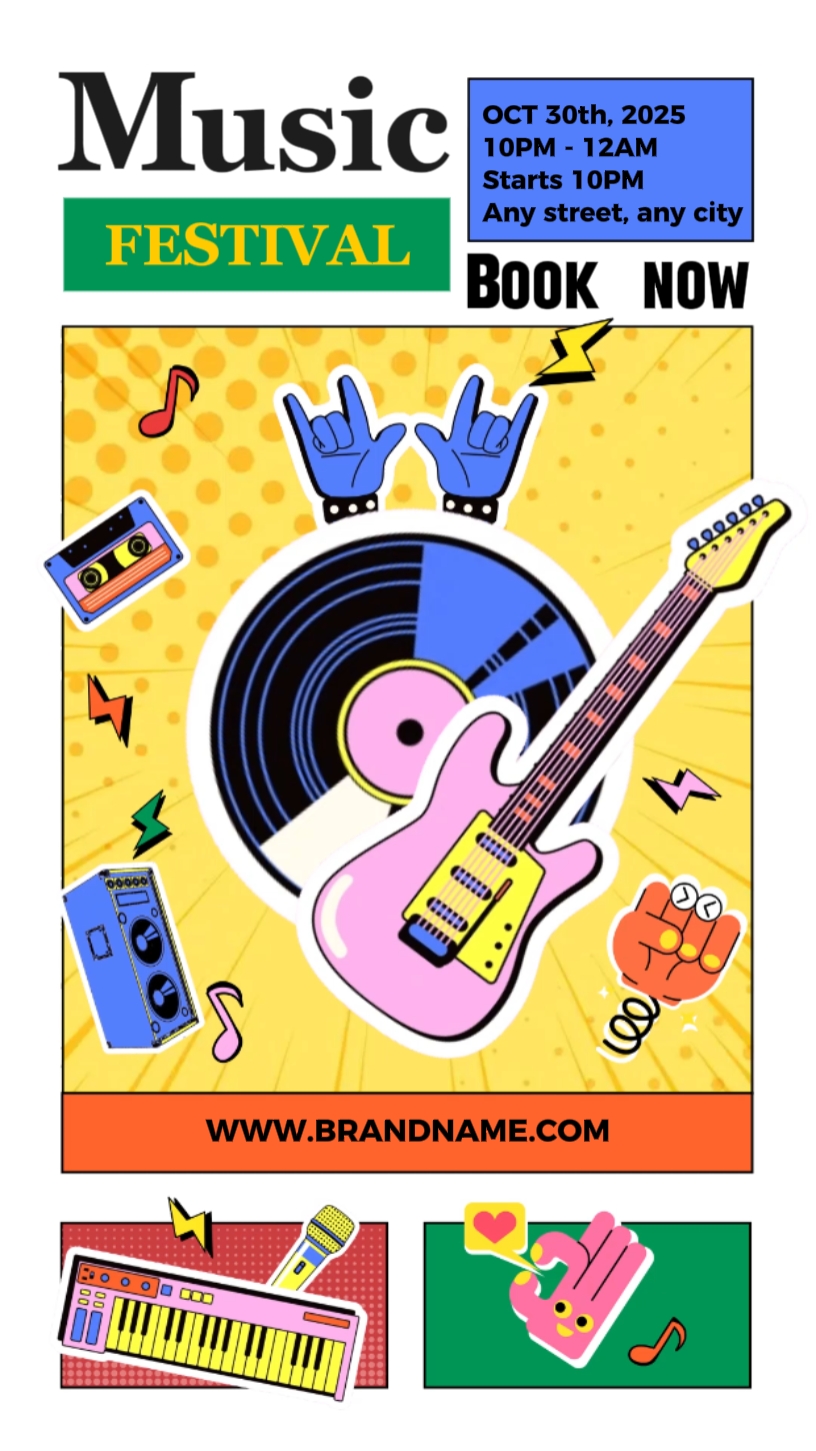 Pop Art Style music festival IG reels