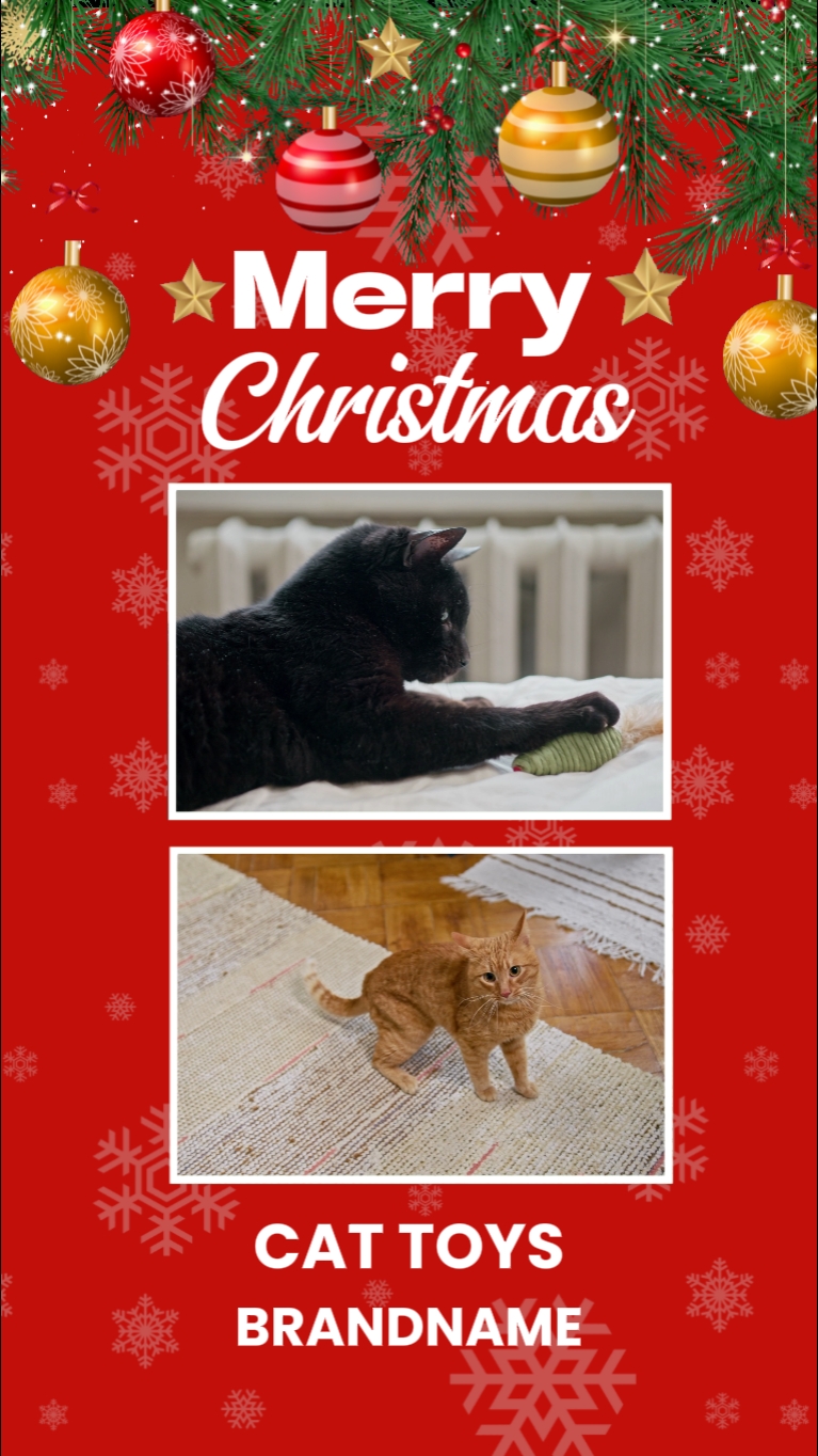 C2B Mainan Kucing Natal Merah Putih