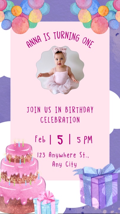 Cartão de aniversário do bebê