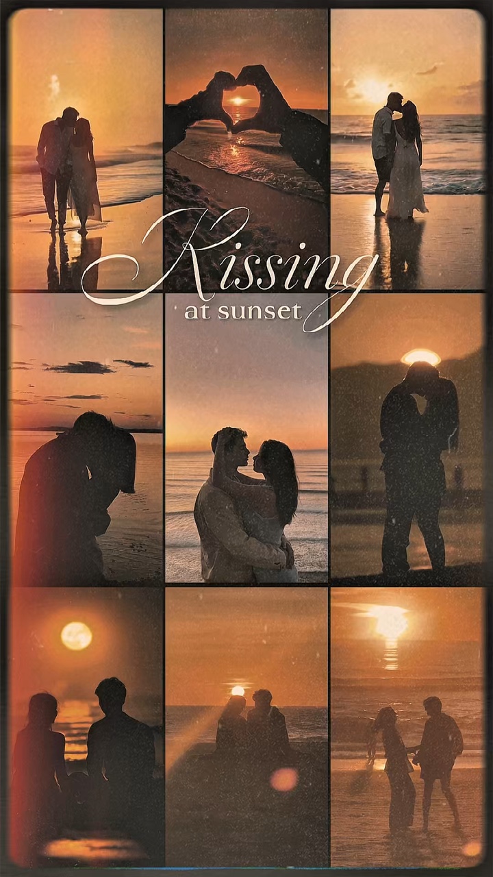 Beijando ao pôr do sol 