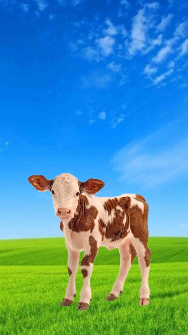 Vaca bebê defeca

