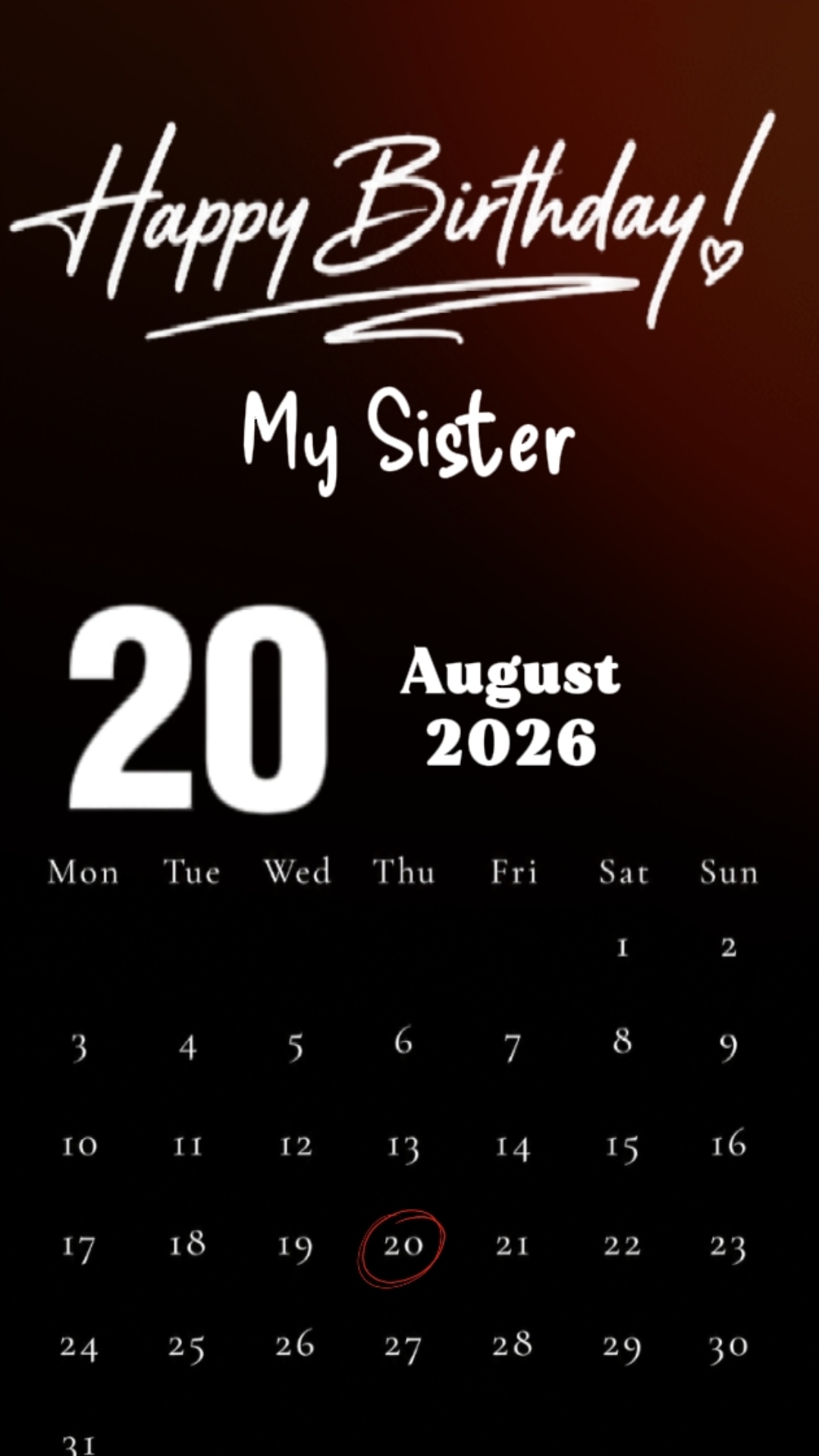 IRMÃ HBD 20 DE AGOSTO