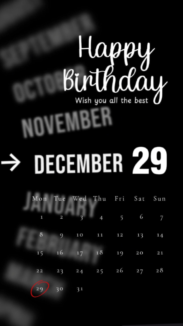 HBD 29 DECEMBER 