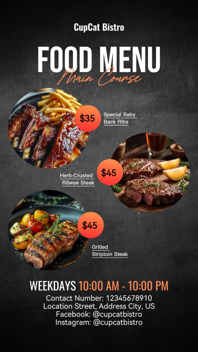 História do menu de comida 