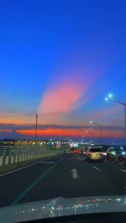 Sunset in the car