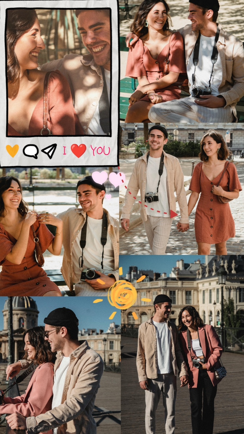 Collage de volcado de pareja