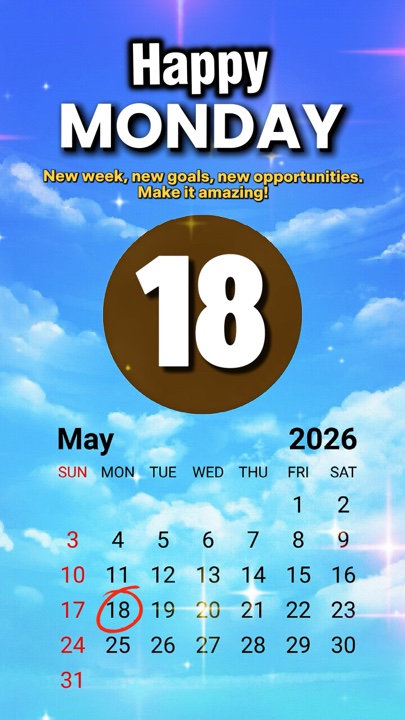 Monday 18 May 2026