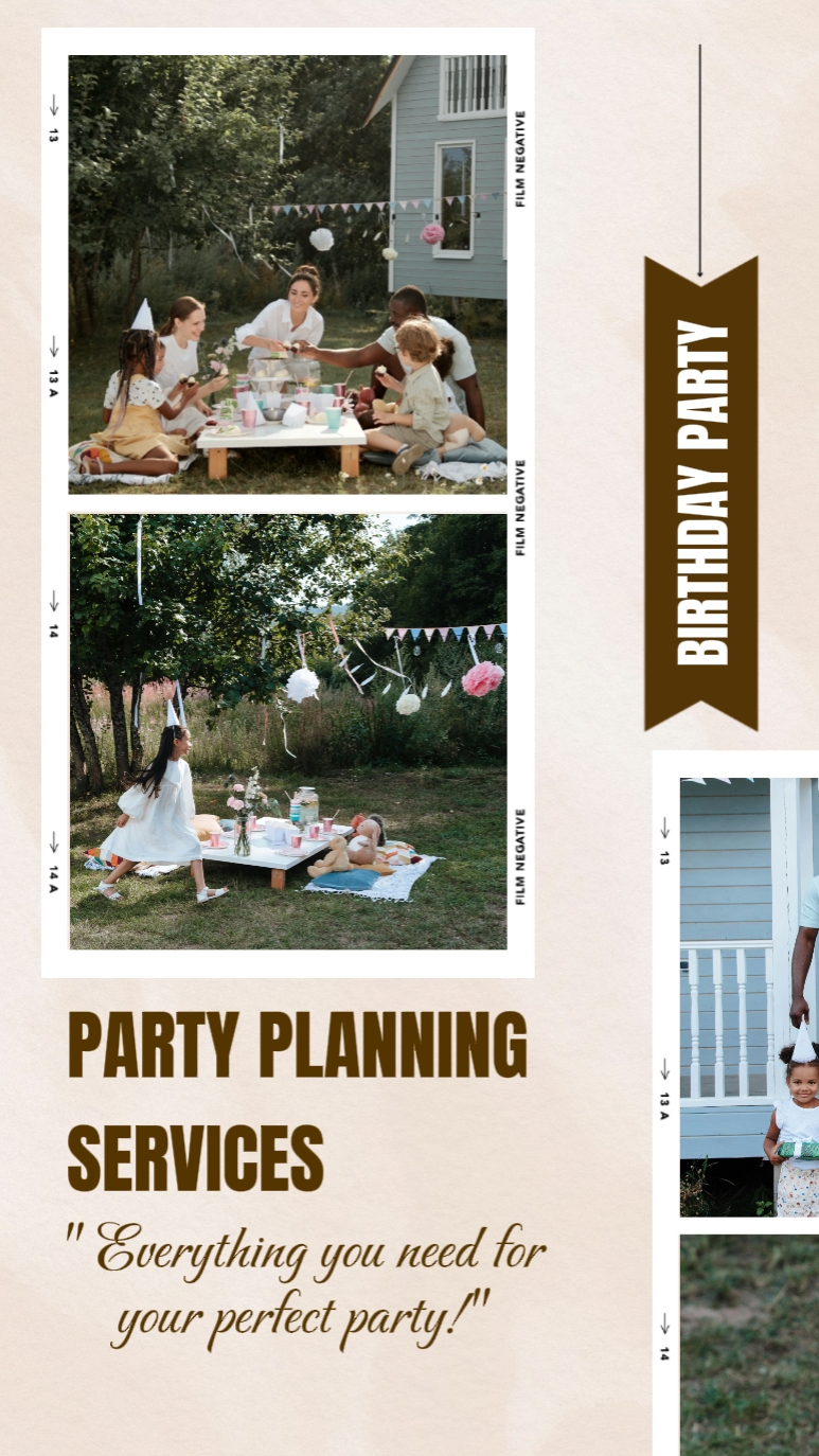 Minimalist Style Birthday Party Planning Agency Ads