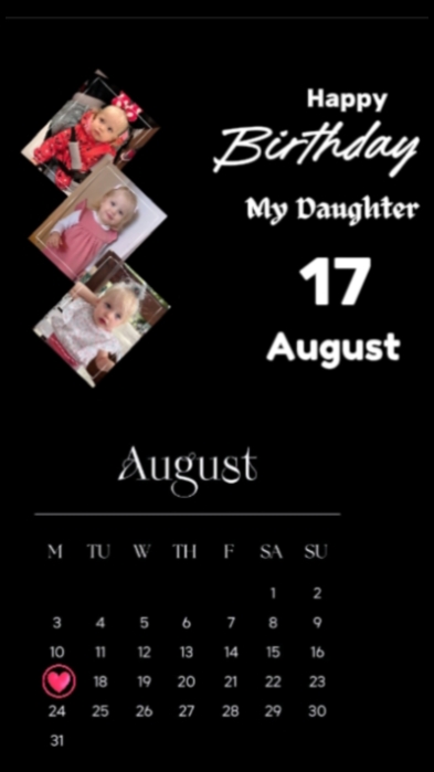 HBD Daughter 17 Aug