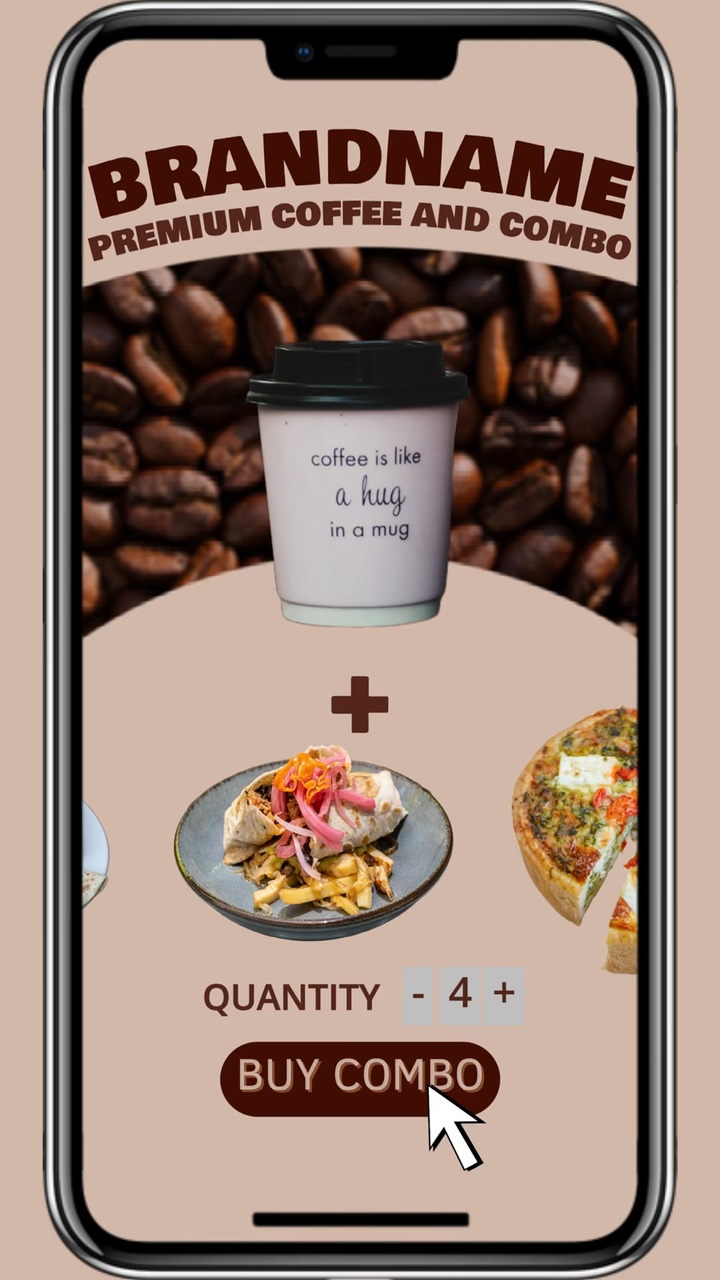 Tiktok & IG için UI Style Menü İndirim Cafe veya Kahve Dükkanı Reels