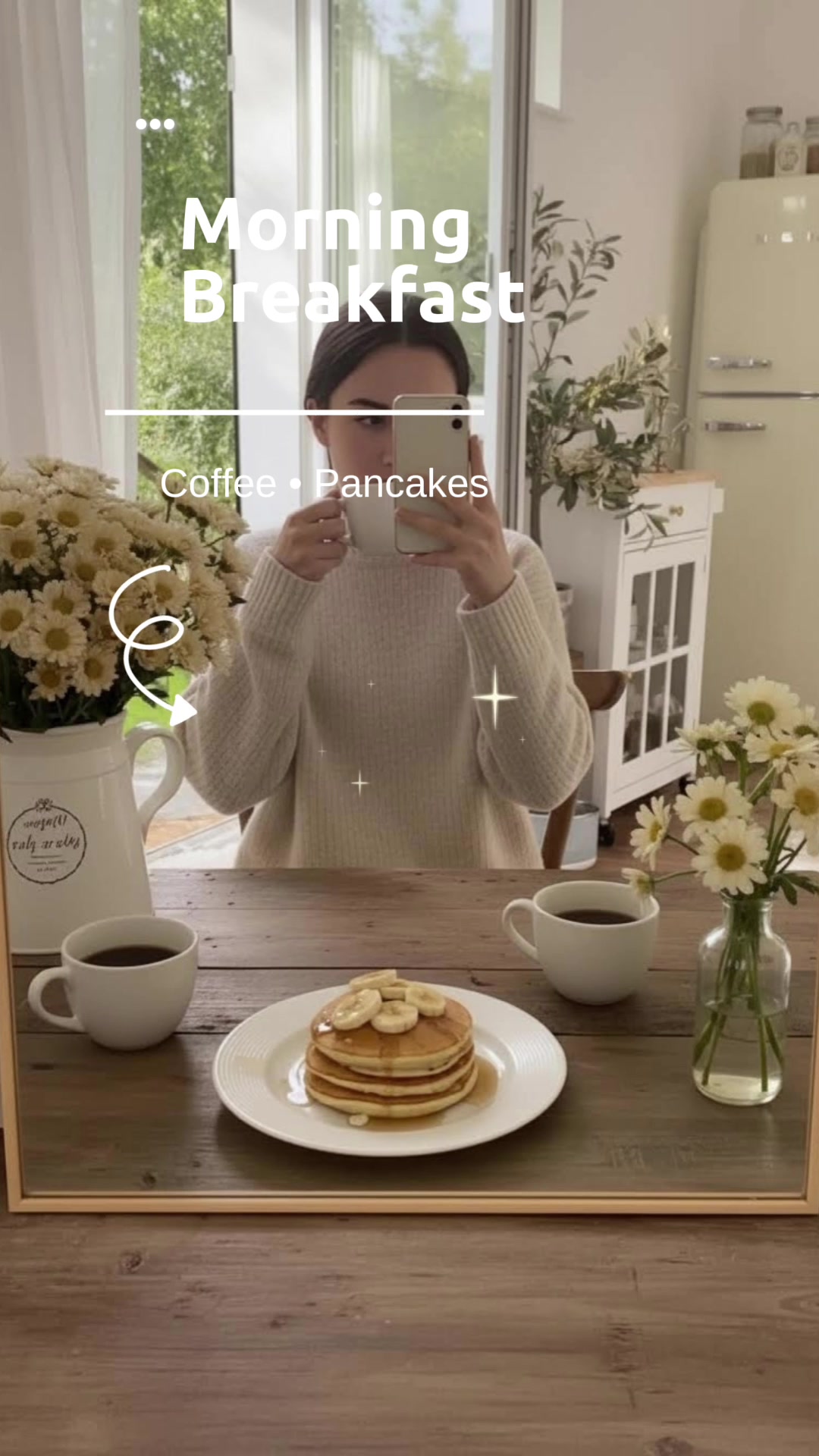 Triple Morning: Cozy Coffee, Selfie & Pancakes