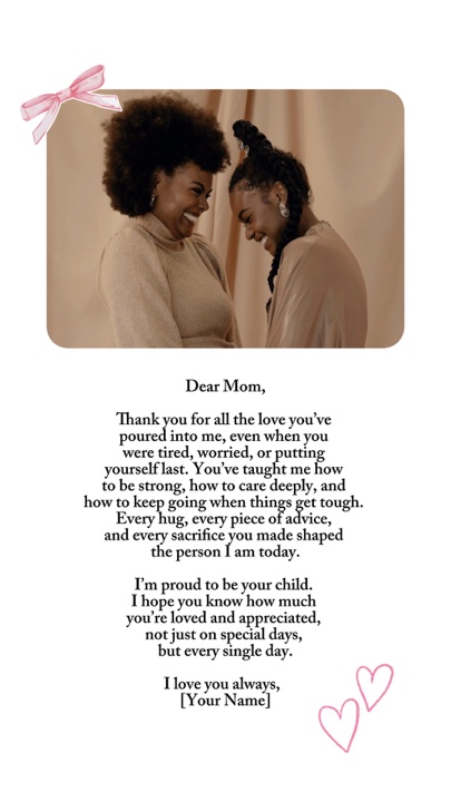 Carta para mamãe