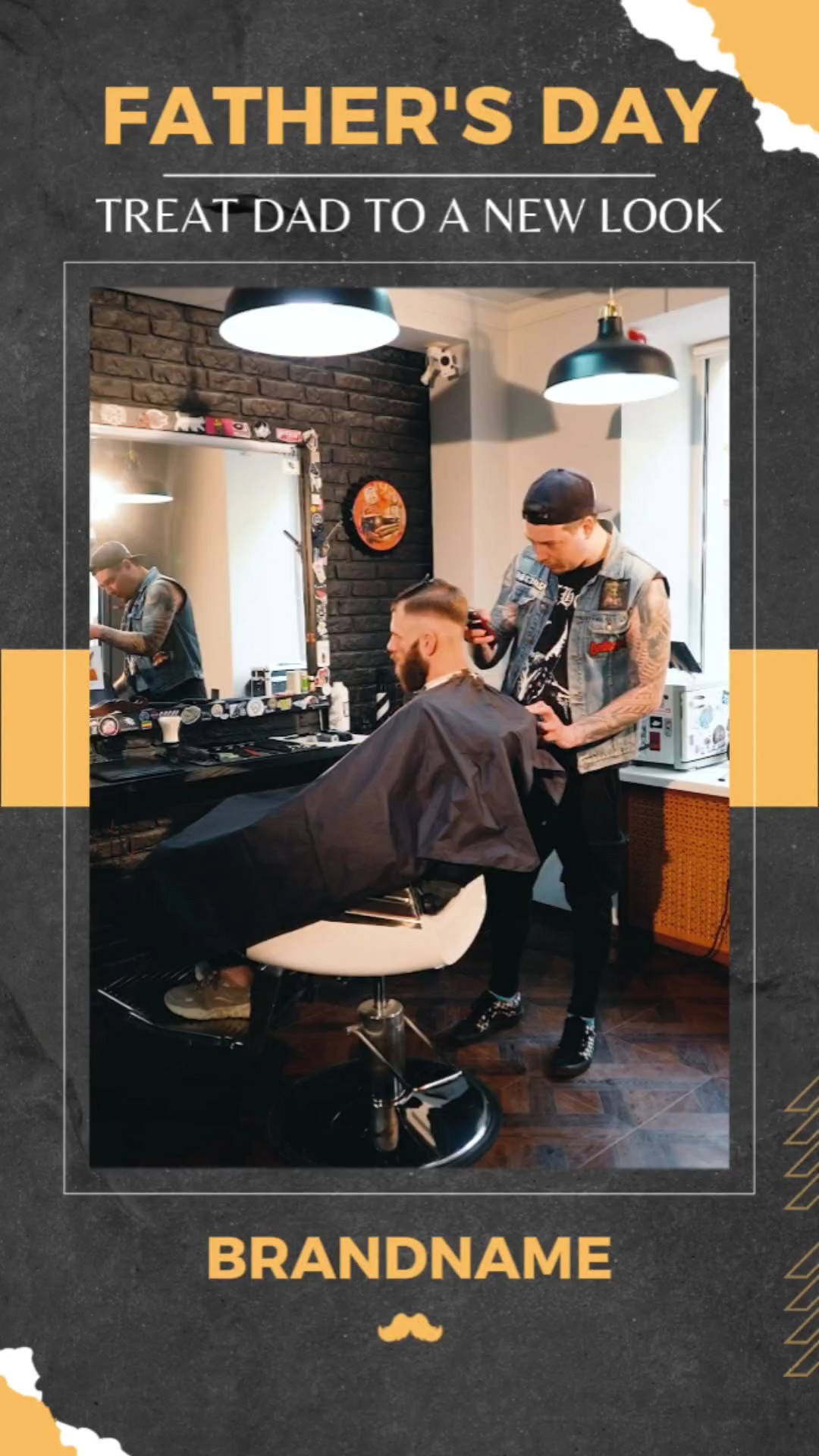 Plantilla De Negocios Del Día Del Padre O Póster Dinámico Servicio Fuera De Línea BarberShop
