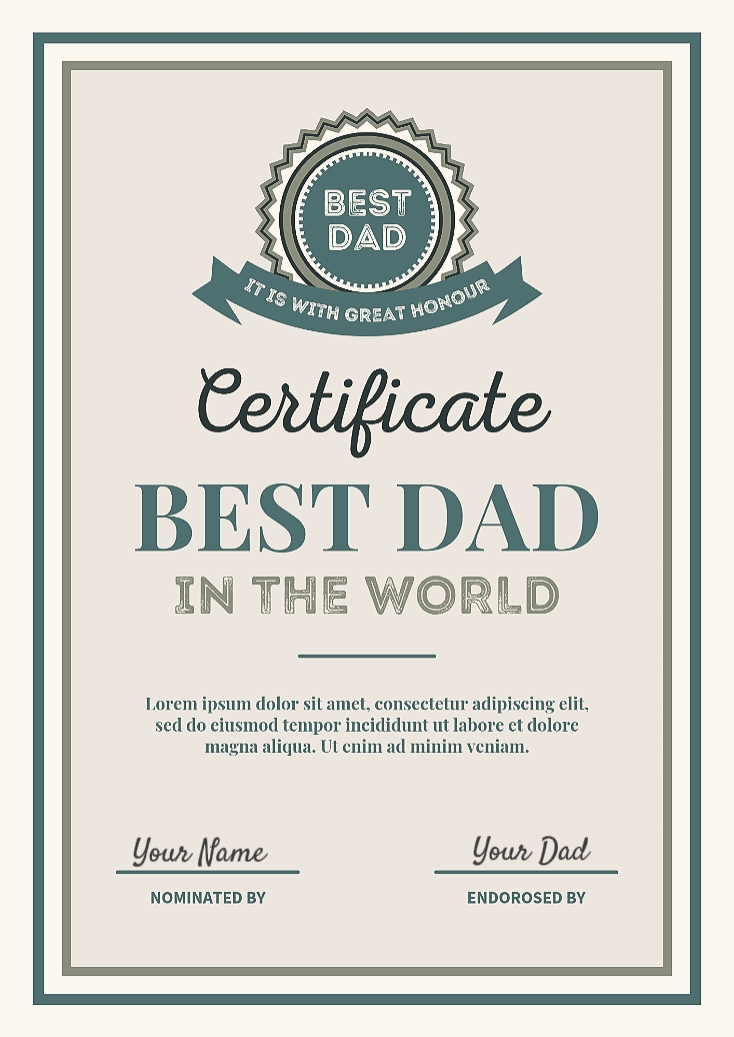 Certificado de Melhor Pai