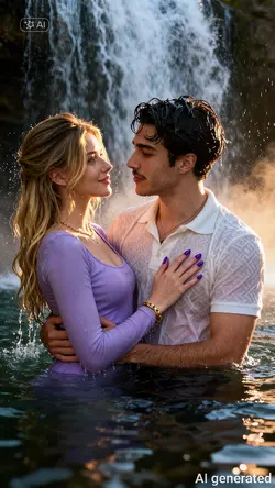 waterfall couple