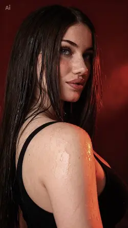 Red photoshoot wet