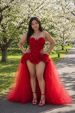 red flower dress
