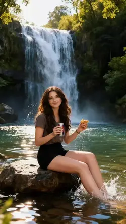 enjoy in waterfall