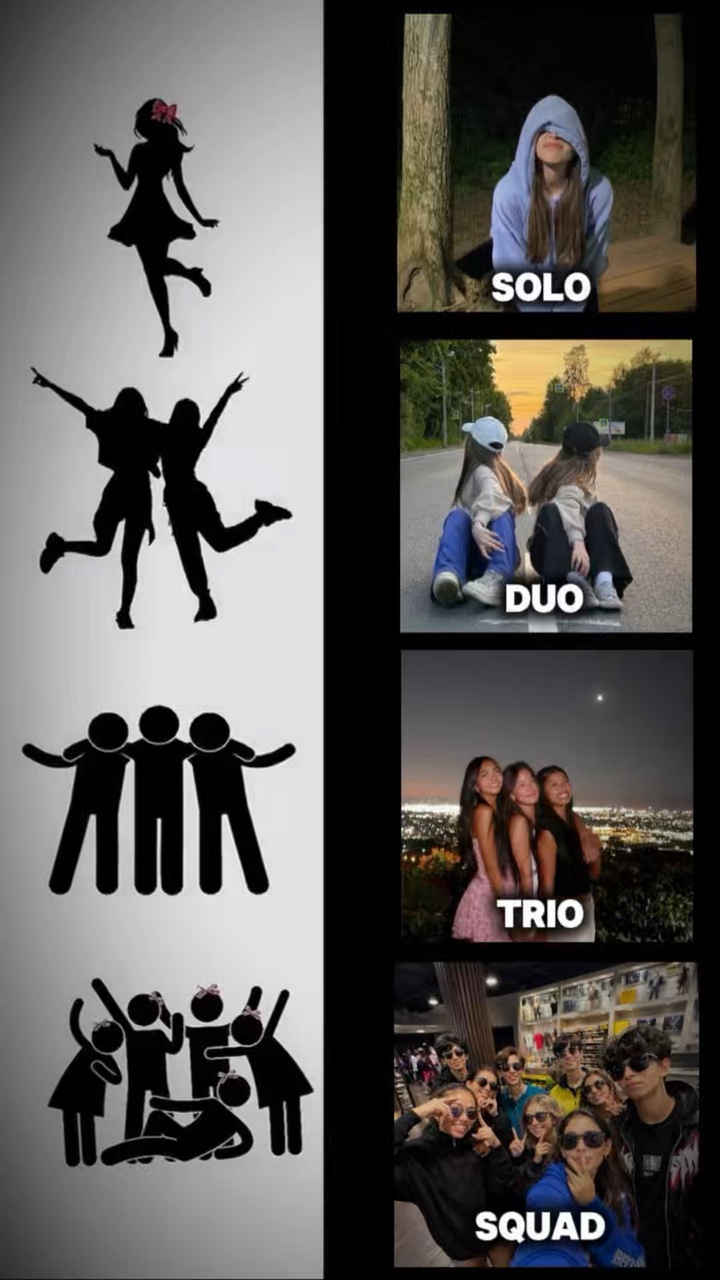 Équipe solo duo trio
