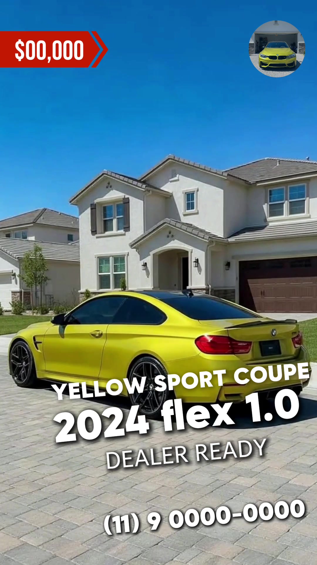 Revelação de carro amarelo de corte rápido