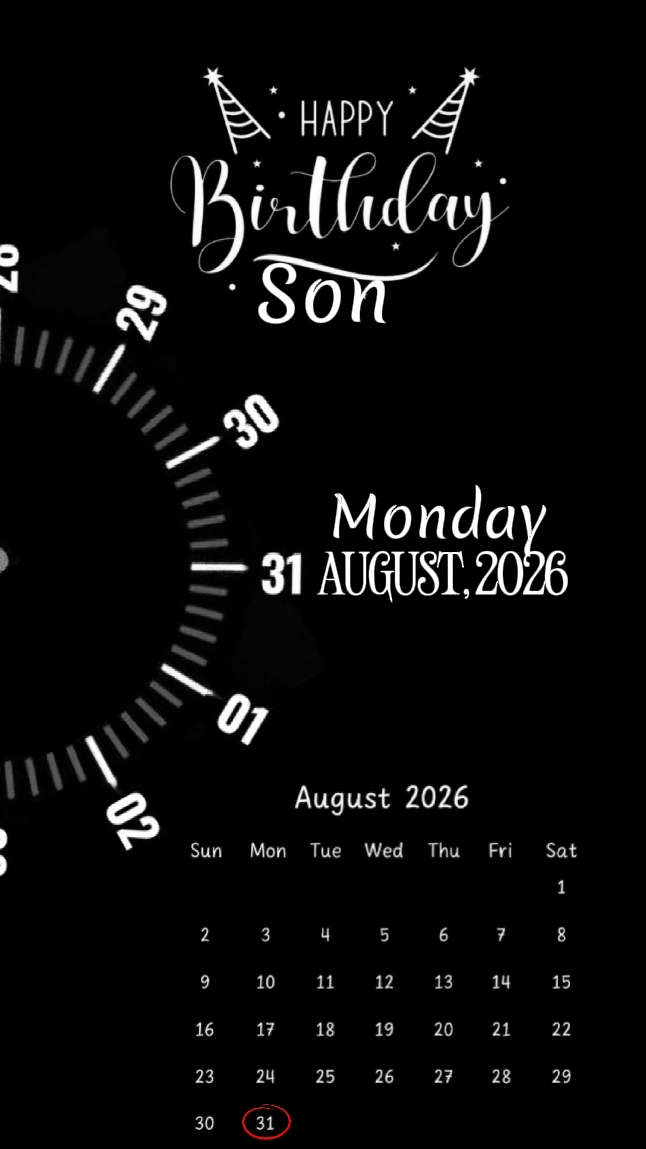 bday son 31 August
