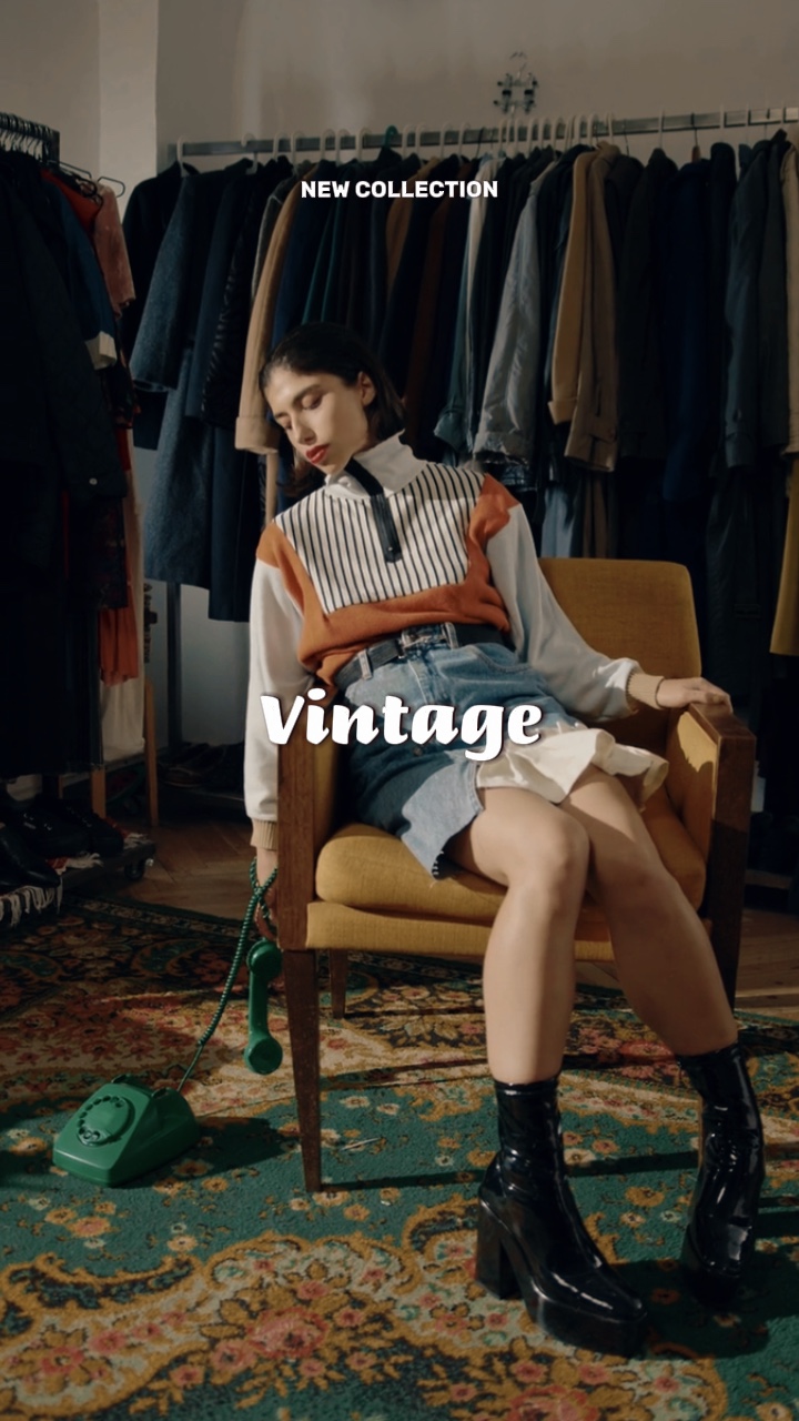 Promoción de moda vintage en estilo TikTok a juego