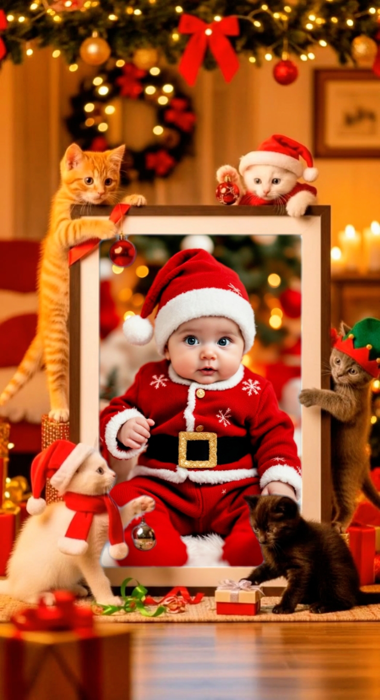 Bingkai Kucing Natal 