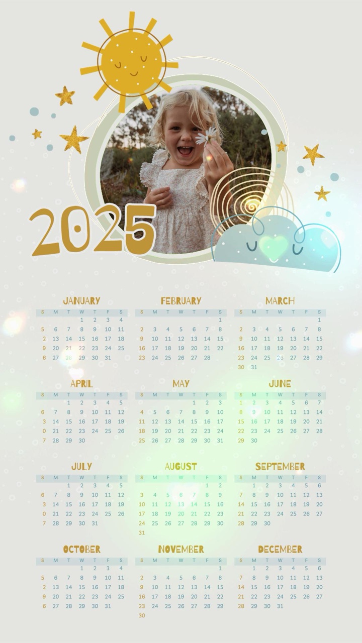 Calendário 2025 bebê 