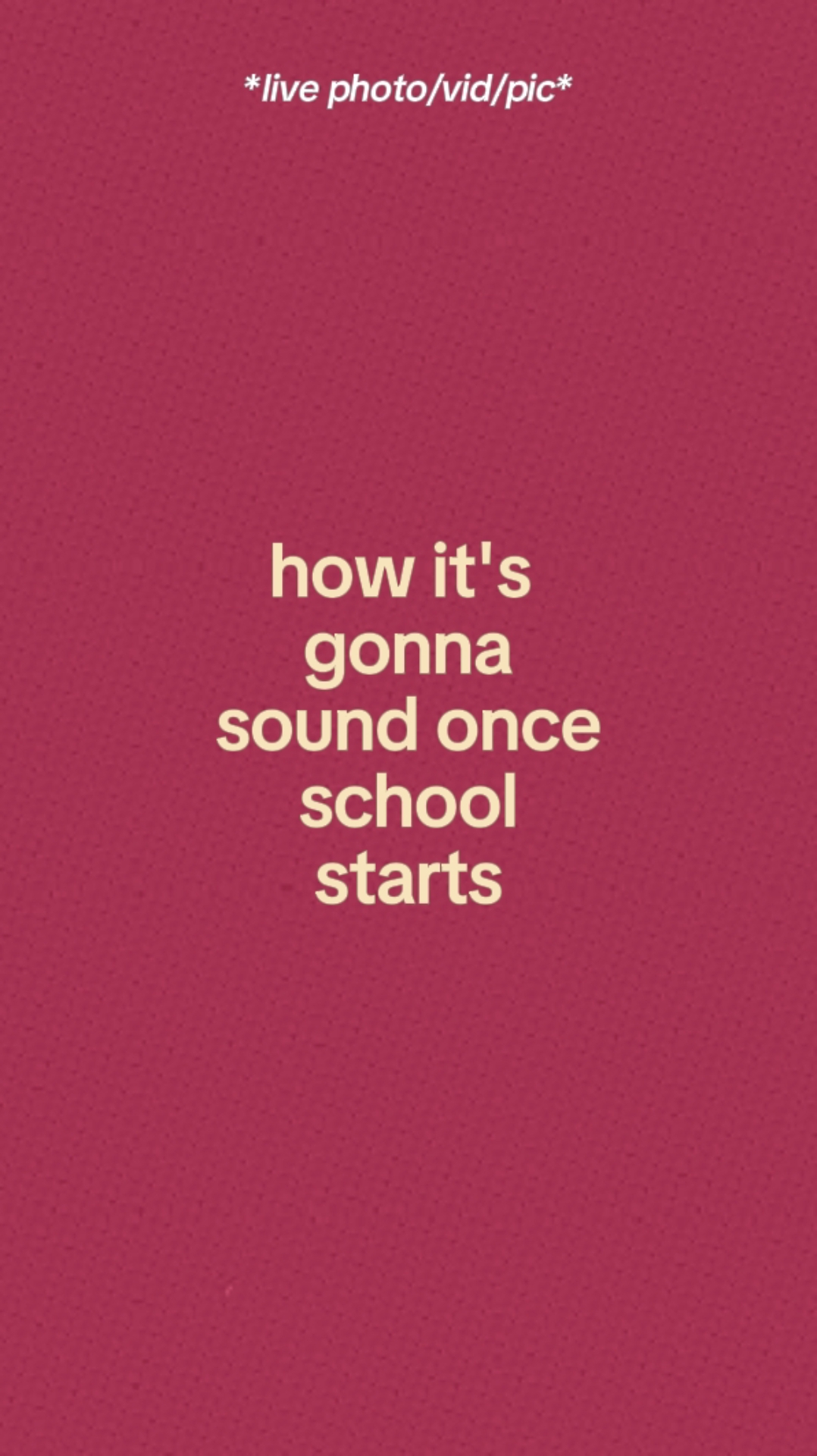 School Starts. 