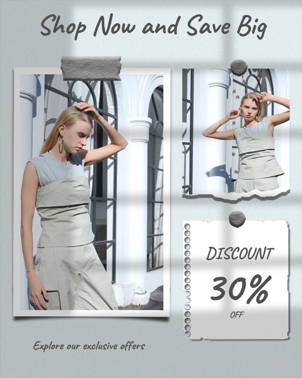 Modelo de exibição de roupas e acessórios de estilo fresco
