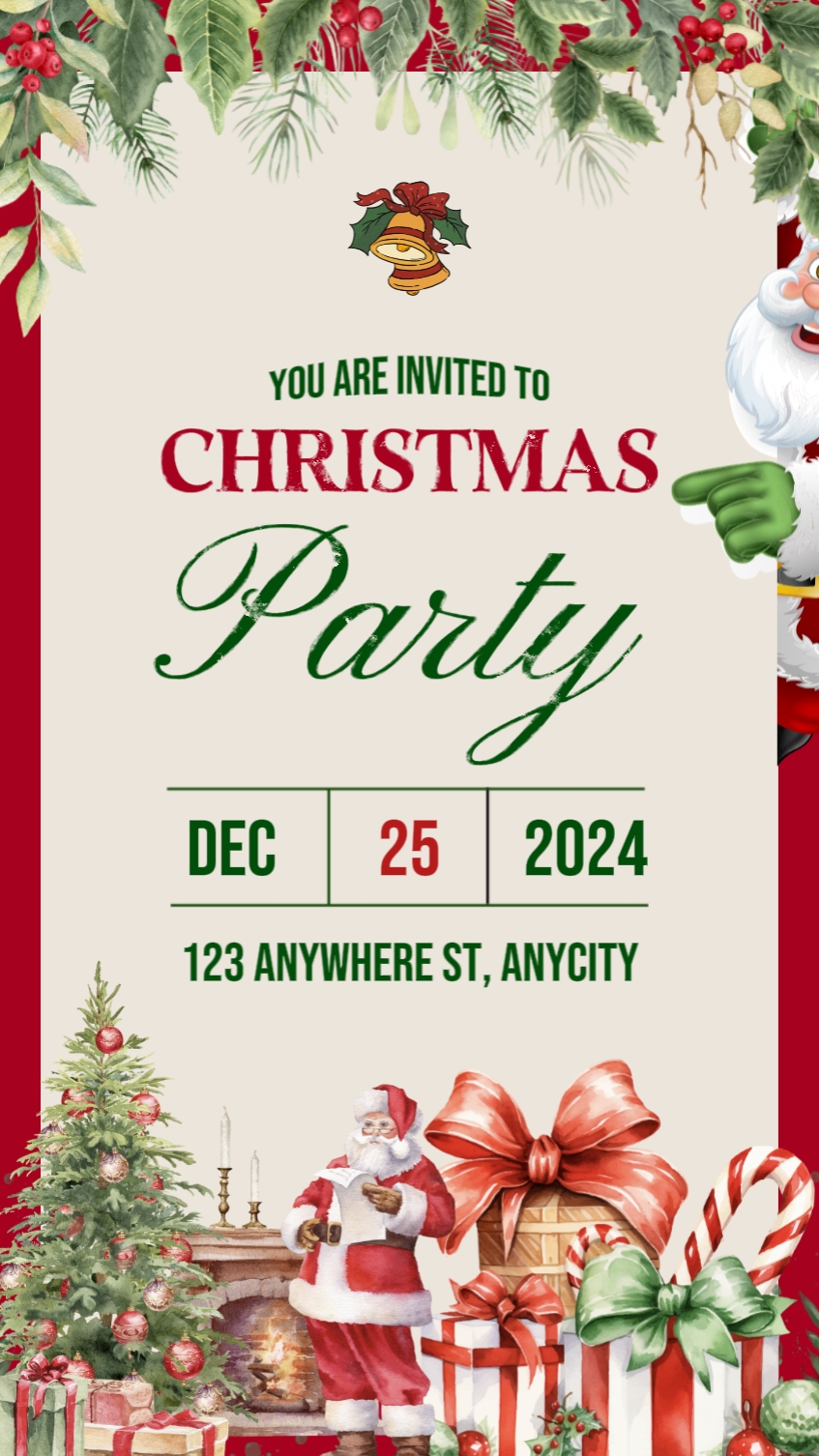 C2B Christmas Red and Cream Christmas Party Dynamic poster