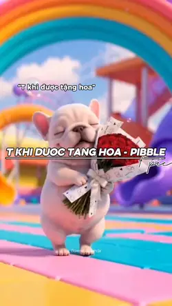 Cho pibble ôm hoa