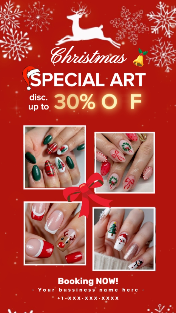 Arte de uñas navideño