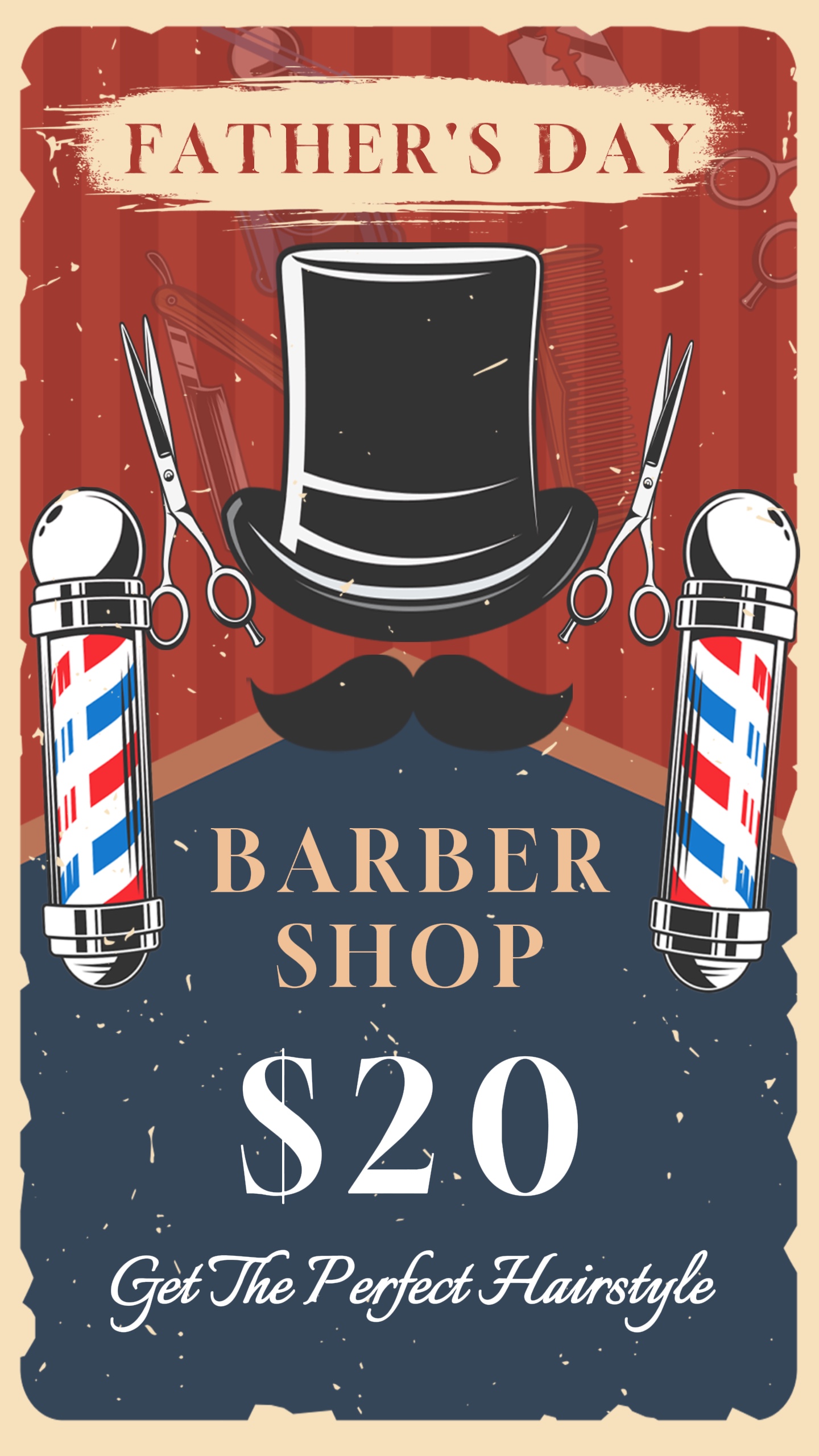 Modèle d'affiche promotionnelle du salon de coiffure de la fête des pères