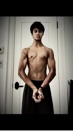 Double bicep pose 