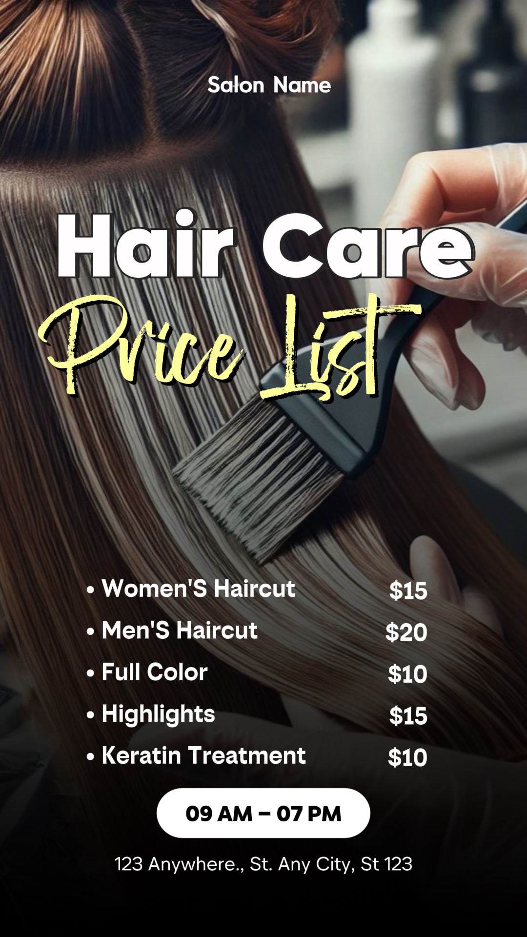 Hair Care Price List