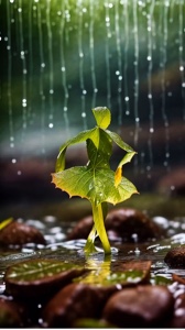 Leaves in the rain
