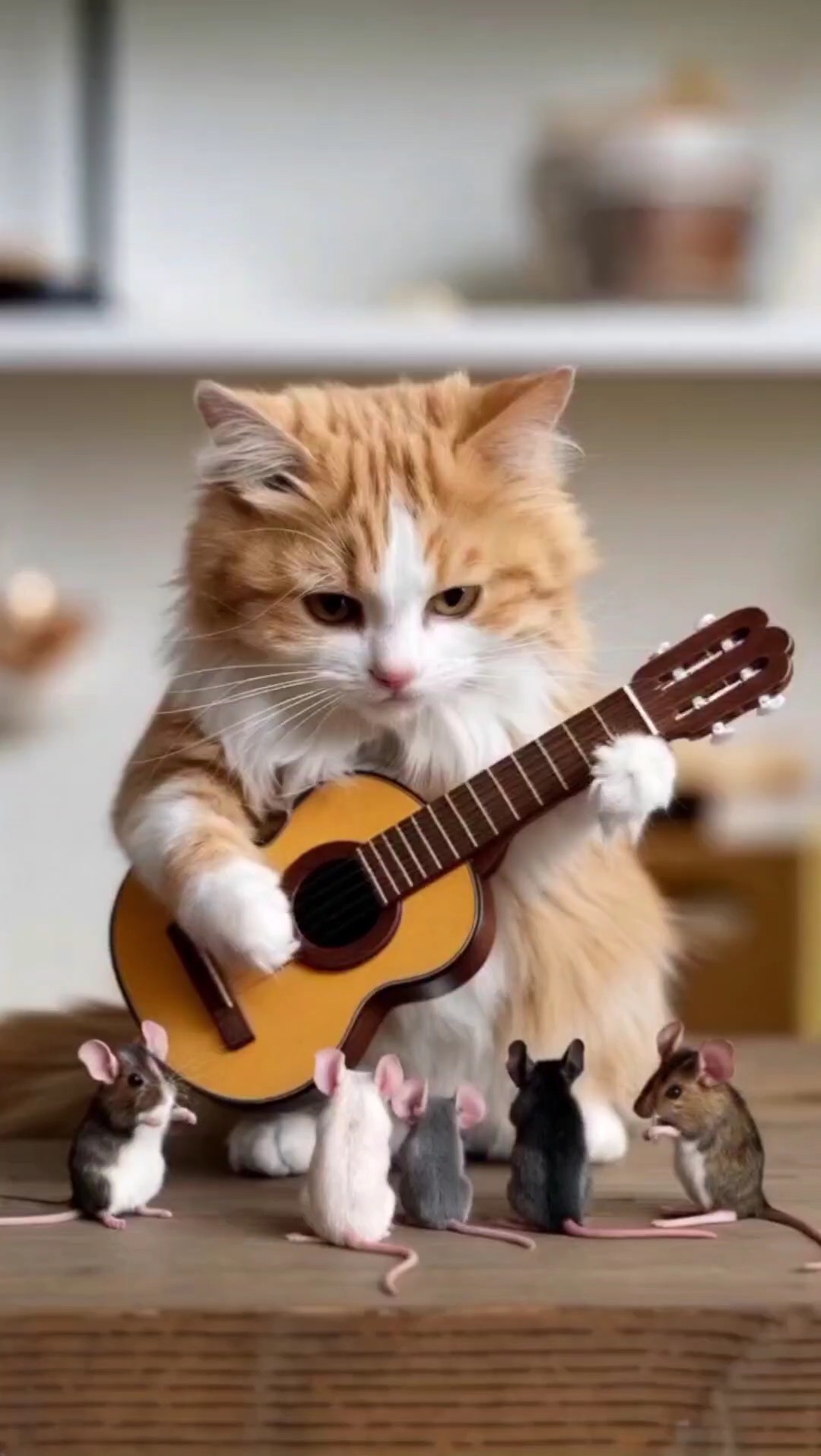 Gato tocando violão 