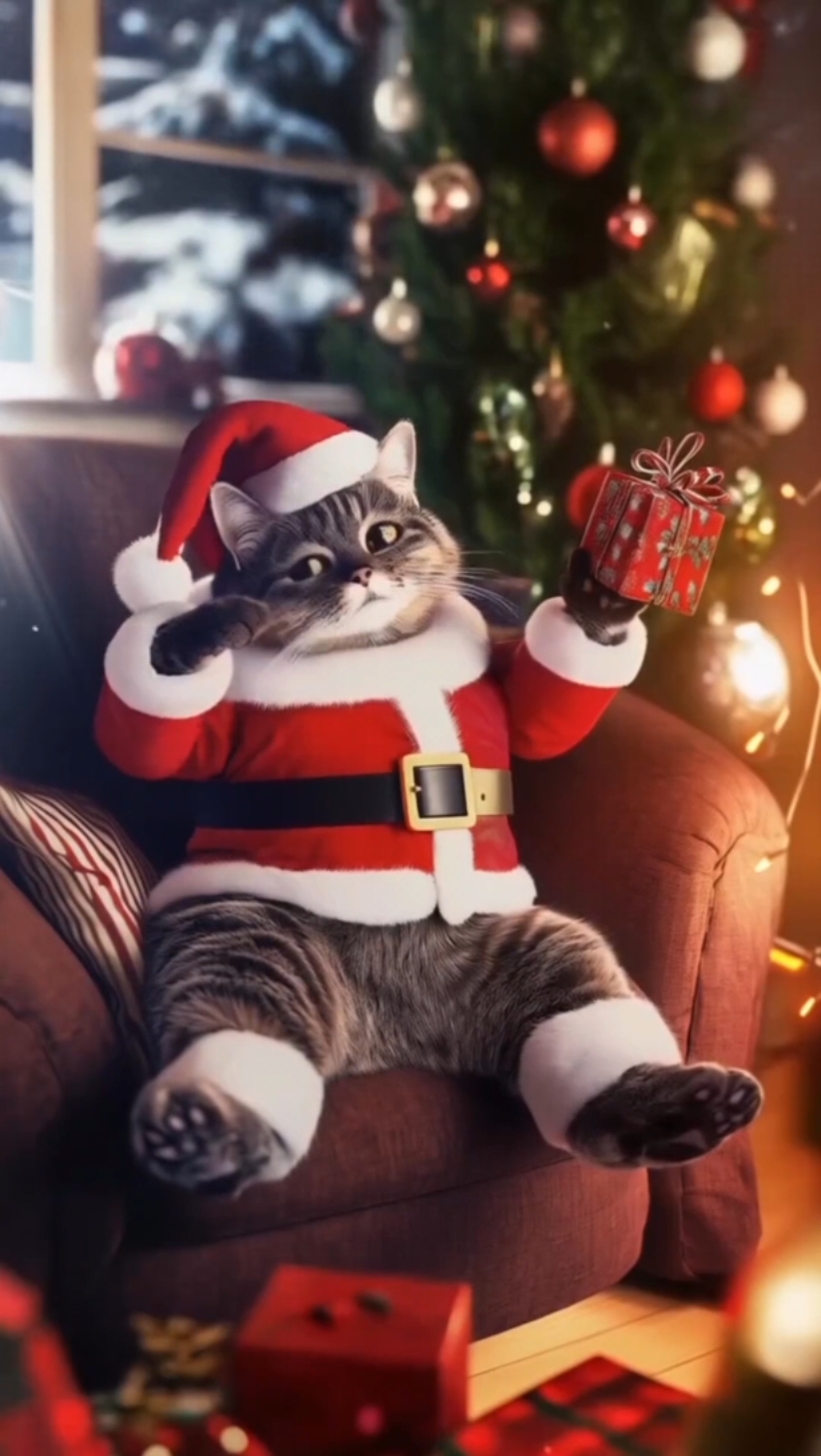santa cat meme 