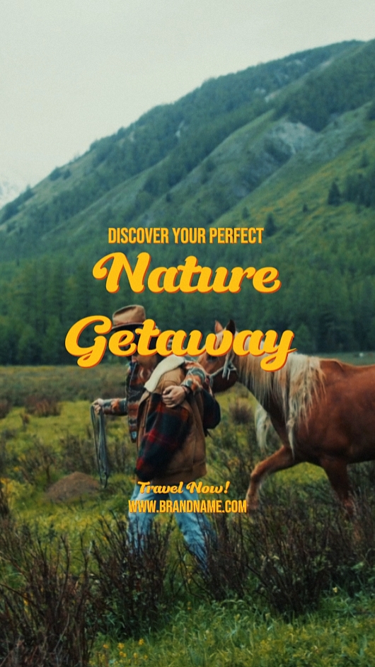 Publicité d'agence de voyage rétro cinématographique vert orange jaune 