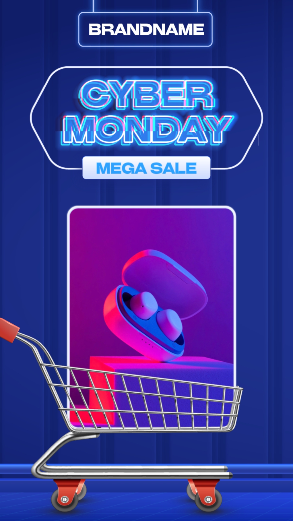 Cyber Monday Neon Fluorescent Colors Style 3C Industry Business Template