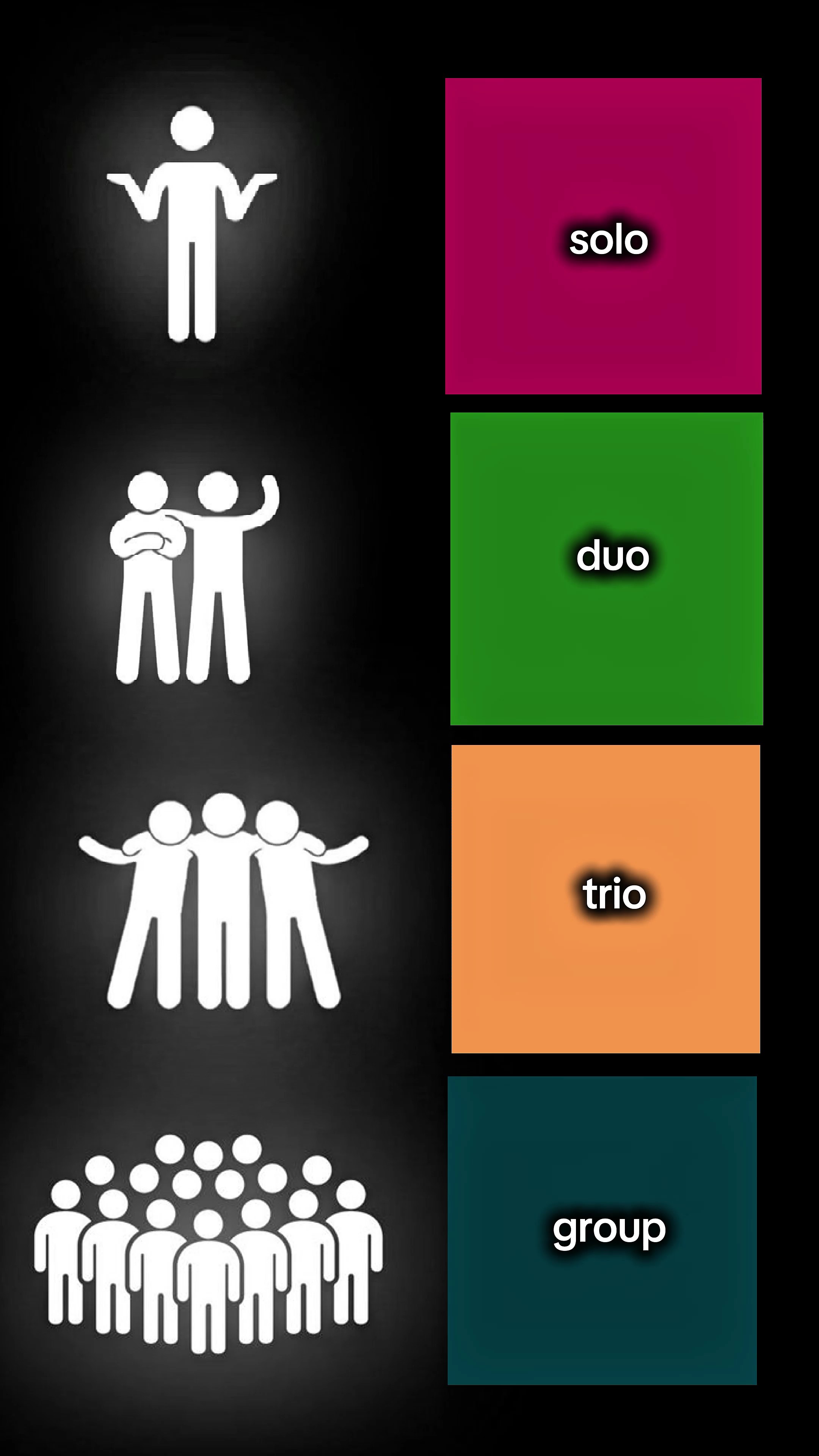 Solo,duo,trio,squad