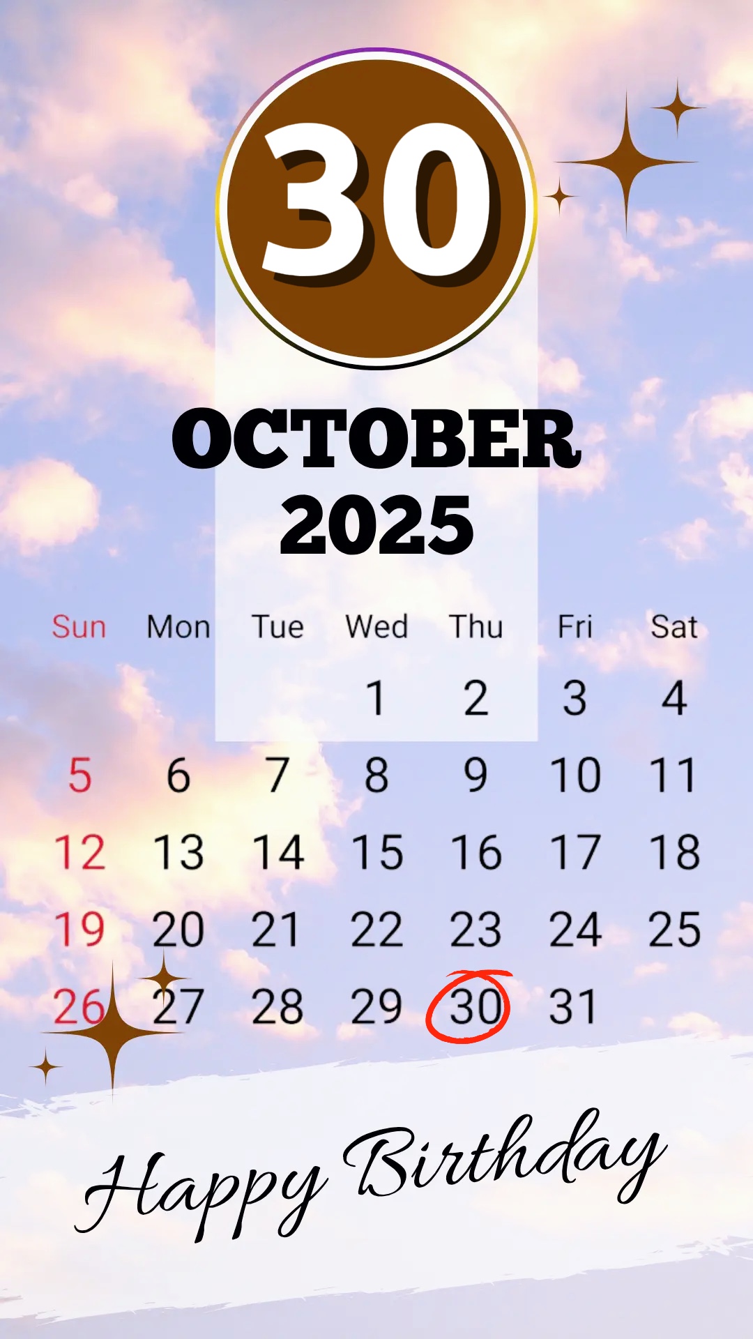 Ulang tahun 30 Oktober 2025