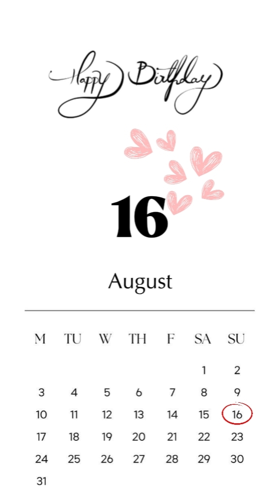 Birthday 16 August