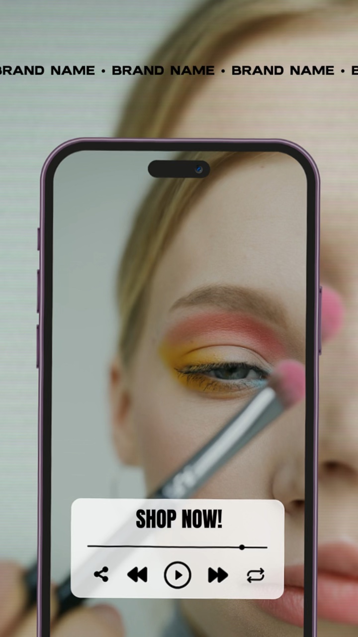 Pincel cosmético com exibição de interface do usuário no estilo TikTok