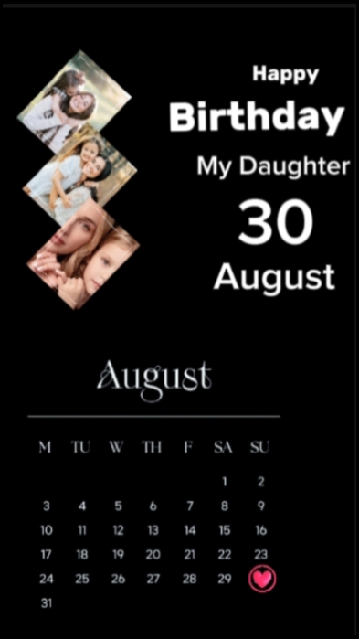 HBD Daughter 30 Aug
