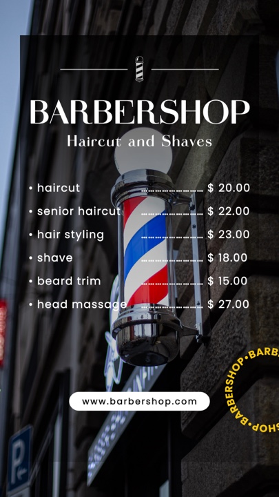 Lista de precios de barbería