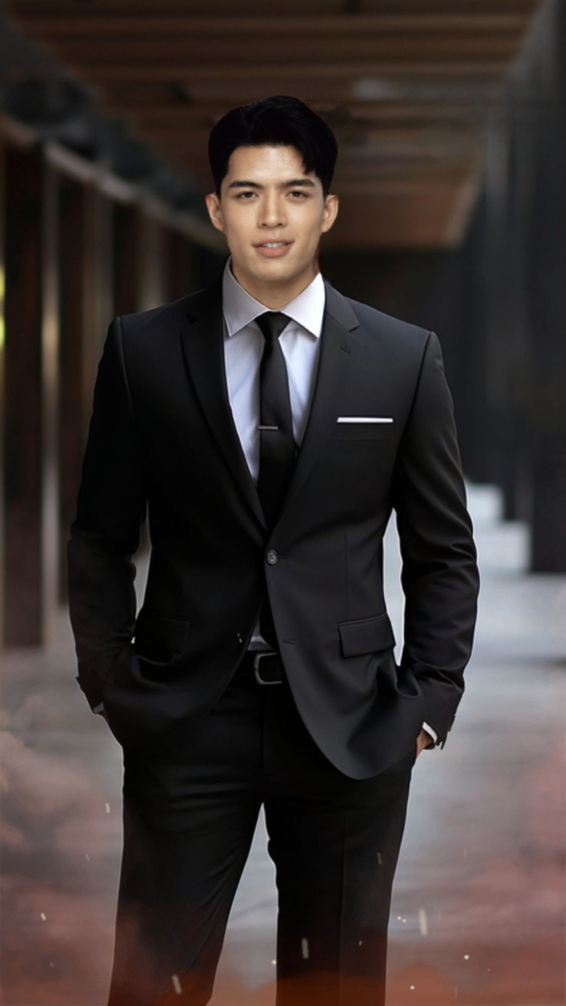 wearing a suit