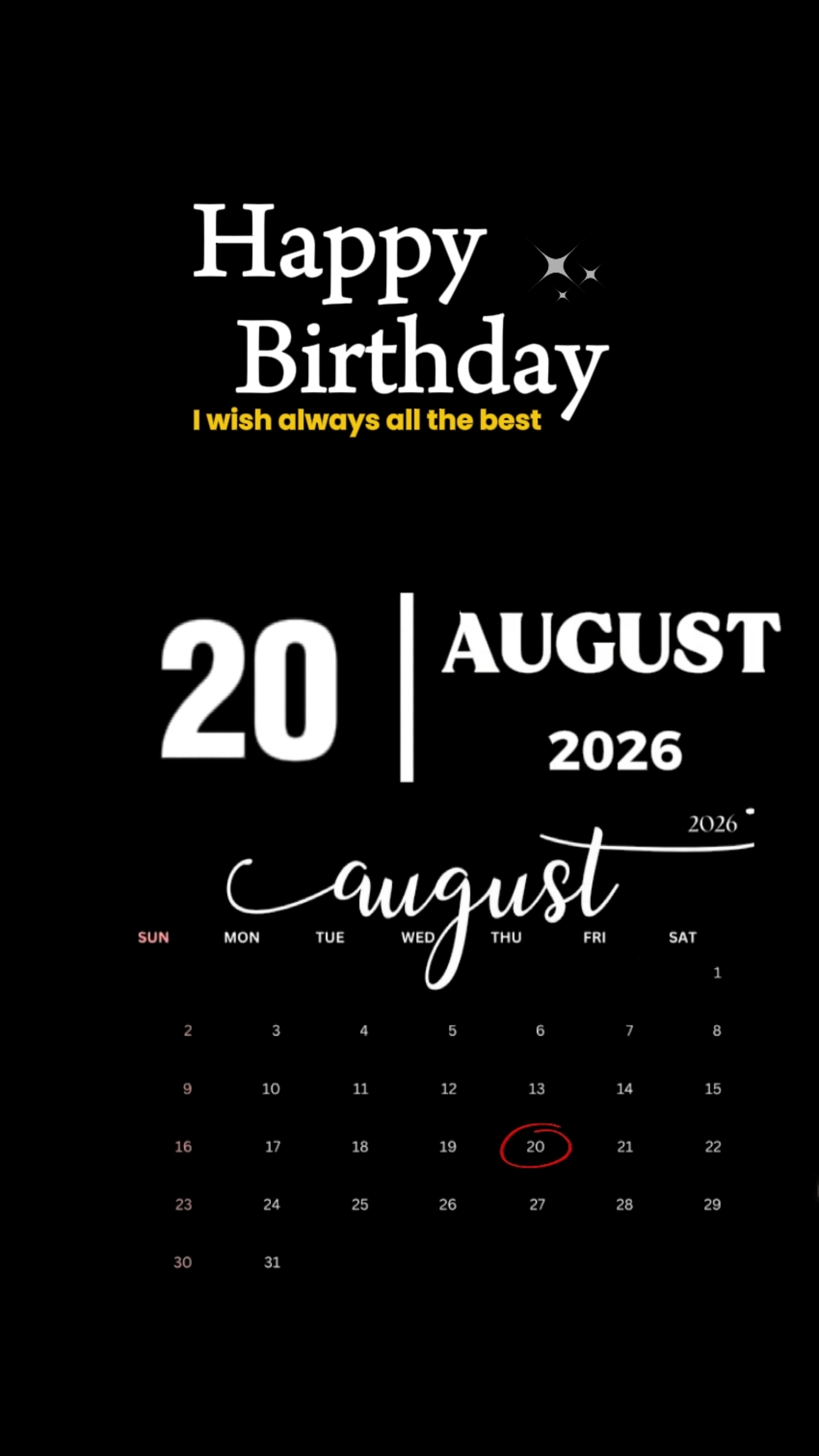 ANNIVERSAIRE 20 AOÛT 
